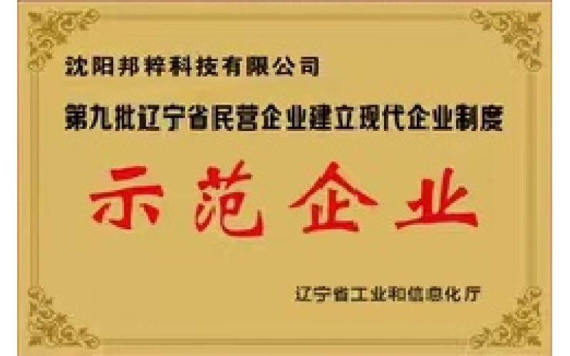 遼寧省民營企業建立現代企業制度示范企業