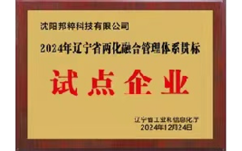 遼寧省兩化融合管理體系貫標試點企業